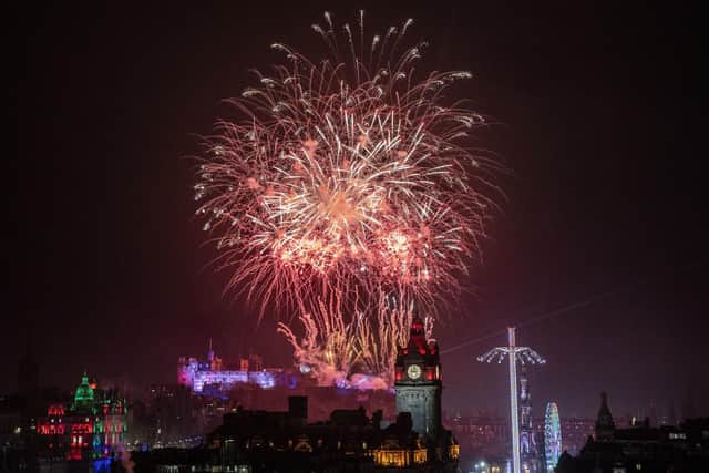 Fireworks explode over Edinburgh Castle during Edinburgh's Hogmanay celebrations. Picture: Jane Barlow/PA Wire