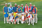 Captain Luke Donald and Team Europe pose with the Ryder Cup after their victory at Marco Simone Golf & Country Club in Rome. Picture: Andrew Redington/Getty Images.
