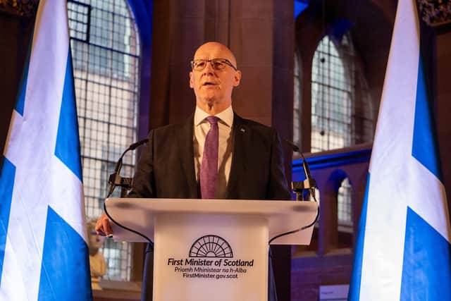 First Minister John Swinney launching his 'Fresh Start with Independence' document in Edinburgh (Picture: Lisa Ferguson)