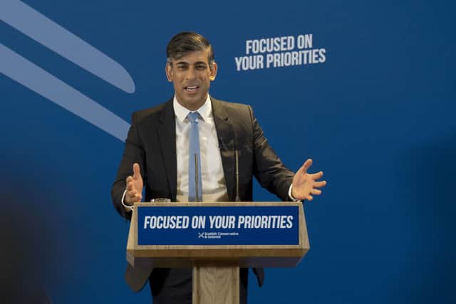 Prime Minister Rishi Sunak at the of the launch the Scottish Conservative manifesto (Photo by Jane Barlow/PA Wire)