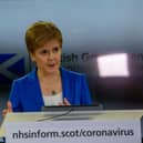 Then first minister Nicola Sturgeon gives a Covid-19 press briefing at St Andrews House on March 27 2020 (Picture: Michael Schofield - WPA Pool/Getty Images)