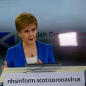 Then first minister Nicola Sturgeon gives a Covid-19 press briefing at St Andrews House on March 27 2020 (Picture: Michael Schofield - WPA Pool/Getty Images)