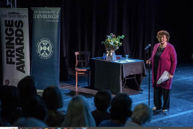 Joyce McMillan presenting the 2022 Fringe First Awards PIC: Phil Wilkinson