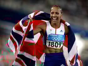 Kelly Holmes celebrating winning the 1500m event at the 2004 Olympics in Athens. Picture: Phil Noble/PA