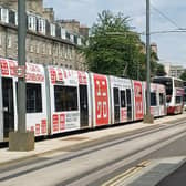 An Edinburgh tram on Leith Walk.
