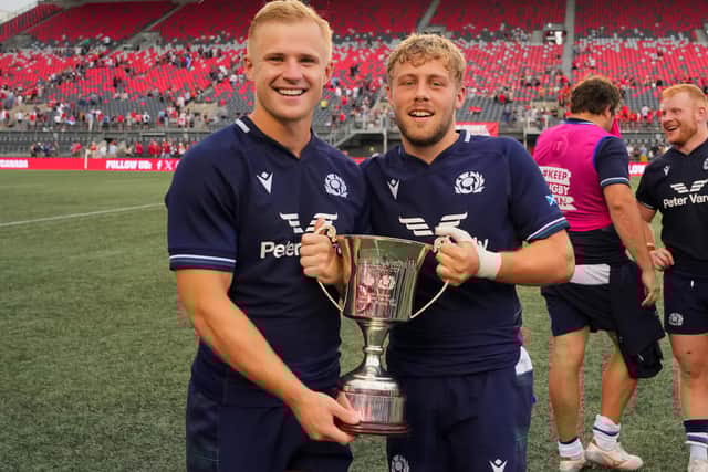 Sale Sharks team-mates Arron Reed and Gus Warr both return to the Scotland side to play Chile after each scored a try double on his debut against Canada in Ottawa, Ontario, on July 6. (Photo by Chris Tanouye/Getty Images for Scottish Rugby)