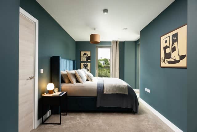 A bedroom in one of the properties within the new Moda, The McEwan development at Fountainbridge, Edinburgh. Picture: Connor Mollison