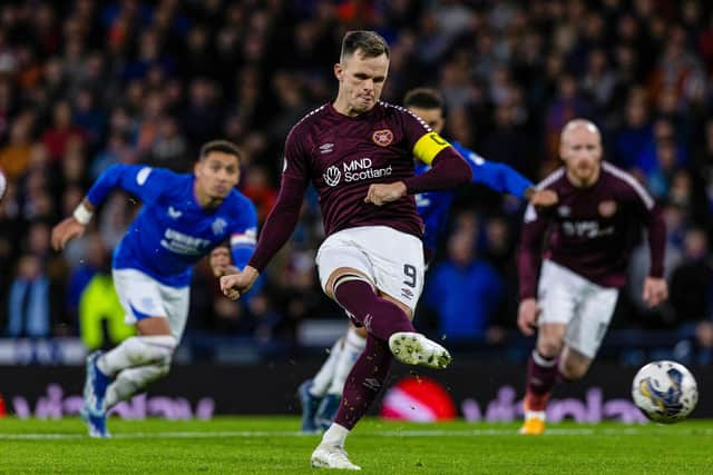 Lawrence Shankland has scored 28 times for Hearts this season and has been named PFA Scotland Player of the Year.