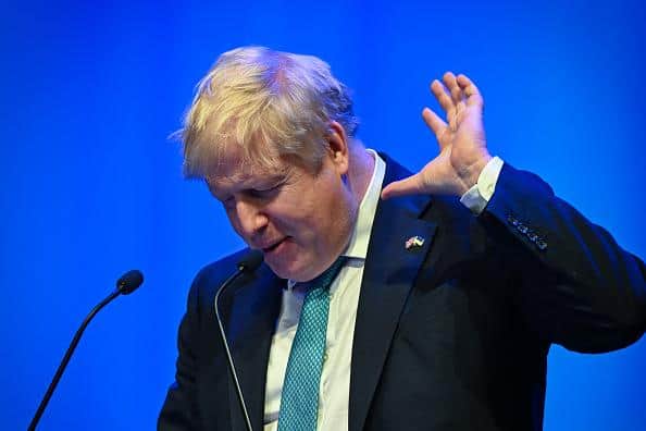 Prime Minister Boris Johnson speaks at the Scottish Conservative Party conference on March 18 in Aberdeen. Picture: Michal Wachucik/Getty Images