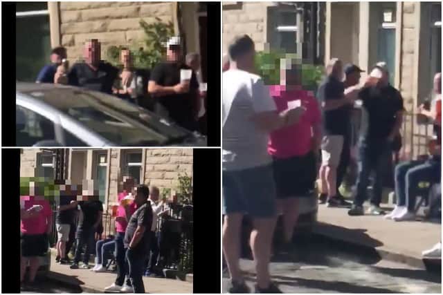 Drinkers seen gathering outside Iona Bar in Easter Road with take-away pints before police had to disperse them