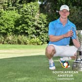 Blairgowrie's Gregor Graham shows off the South African Amateur Championship trophy after his win at Royal Johannesburg. Picture: GolfRSA