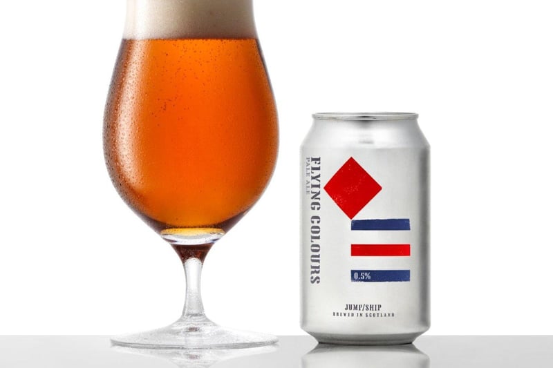 A full-bodied pale ale from Edinburgh's Jump/Ship Brewery, Flying Colours is billed as having "malty base notes, topped with fruity hops". Those looking to watch their wasitline will be delighted to hear a can contains just 56 calories.