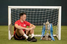 Lawrence Shankland eyes up the Scottish Cup during media duties ahead of Hearts' clash with Rangers.