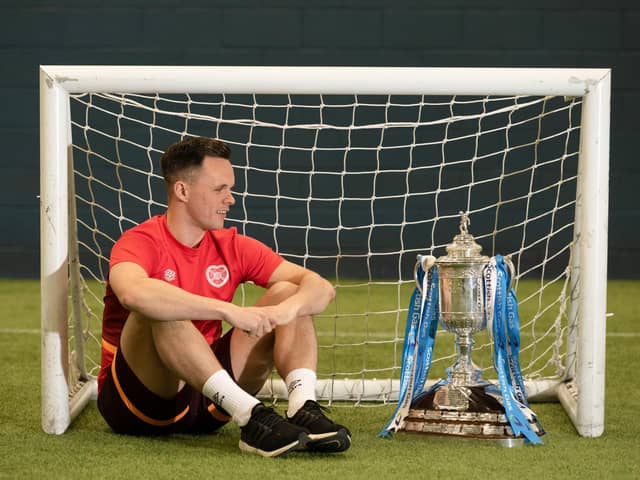Lawrence Shankland eyes up the Scottish Cup during media duties ahead of Hearts' clash with Rangers.