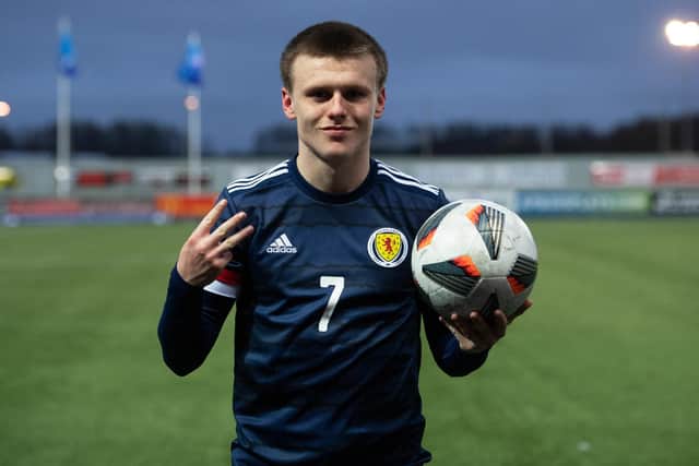 Ben Doak hit a hat-trick against Georgia to help Scotland reach the Under-17 European Championships in Israel.  (Photo by Craig Foy / SNS Group)