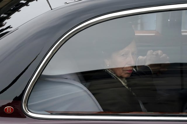Princess Anne, Princess Royal travels with the cortege carrying the coffin of the late Queen Elizabeth II.