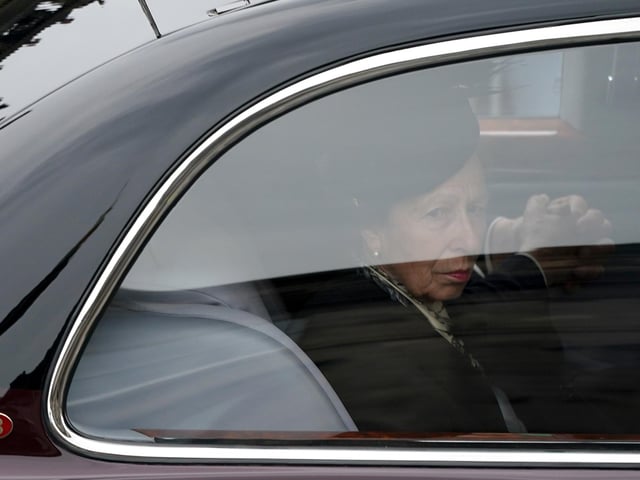 Princess Anne, Princess Royal travels with the cortege carrying the coffin of the late Queen Elizabeth II.