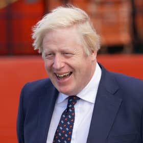 Prime Minister Boris Johnson in Fraserburgh Harbour on Thursday