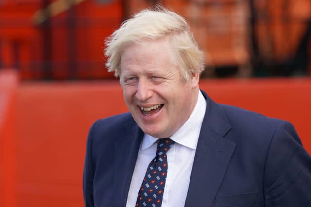 Prime Minister Boris Johnson in Fraserburgh Harbour on Thursday