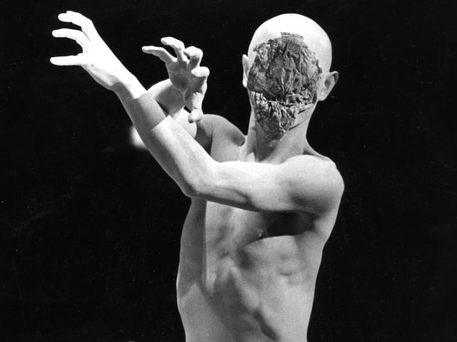 A dancer from Japanese company Sankai Juku in a scene from Kinkan Shonen at the Music Hall during the Edinburgh International Festival in 1982.