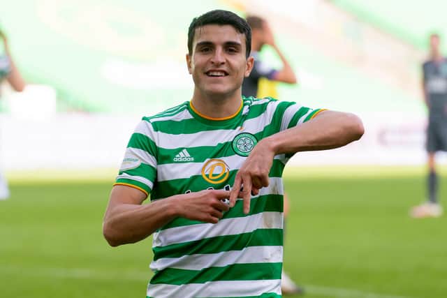 Celtic's Mohamed Elyounoussi celebrates his goal in Sunday's 3-0 win Hibs (Photo by Alan Harvey / SNS Group)