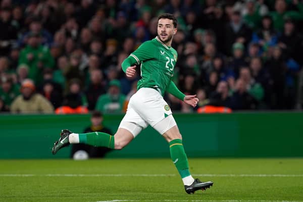 Celtic's Mikey Johnston made his Ireland debut in the 3-2 win over Latvia.