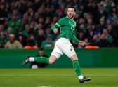 Celtic's Mikey Johnston made his Ireland debut in the 3-2 win over Latvia.