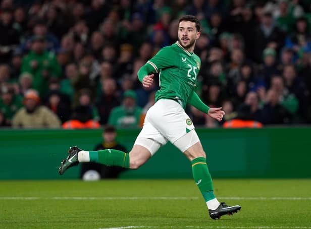 Celtic's Mikey Johnston made his Ireland debut in the 3-2 win over Latvia.