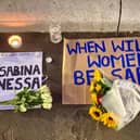Messages, flowers and candles were left during the vigil in Glasgow to remember Sabina Nessa.
