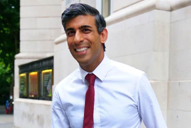 Tory leadership candidate Rishi Sunak leaves the LBC studios at Millbank in central London