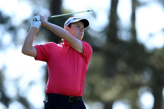 Bob MacIntyre plays his shot from the fourth tee during the second round of The Masters at Augusta National Golf Club. David Cannon/Getty Images.