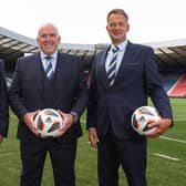 SFA vice president Les Gray, president Mike Mulraney and chief executive officer Ian Maxwell following the association's agm at Hampden yesterday. (Photo by Craig Williamson / SNS Group)