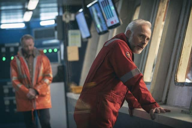 Mark Bonnar as Alwyn in Amazon Prime's sci-fi, supernatural thriller, The Rig, filmed in Scotland, much of it in his native Leith. Pic. Amazon Prime