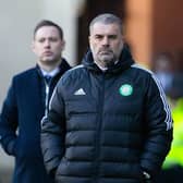 Celtic manager Ange Postecoglou and Rangers counterpart Michael Beale watch on during the 2-2 draw at Ibrox. (Photo by Alan Harvey / SNS Group)