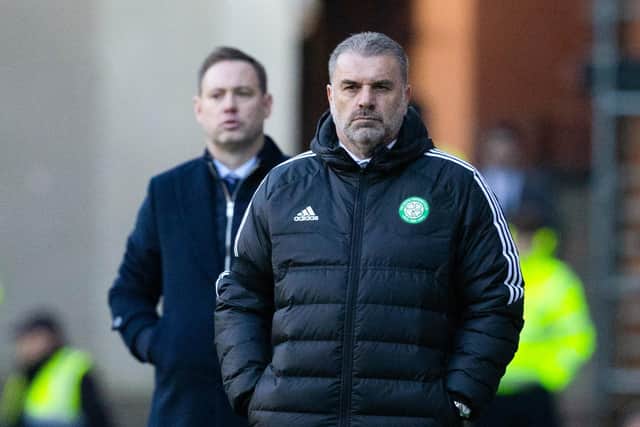 Celtic manager Ange Postecoglou and Rangers counterpart Michael Beale watch on during the 2-2 draw at Ibrox. (Photo by Alan Harvey / SNS Group)