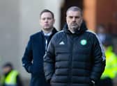 Celtic manager Ange Postecoglou and Rangers counterpart Michael Beale watch on during the 2-2 draw at Ibrox. (Photo by Alan Harvey / SNS Group)