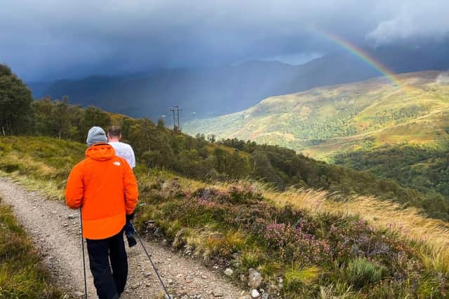 Cohon experienced all sorts of Scottish weather on the 96-mile West Highland Way, which he walked as a training exercise for his 2,800-mile trek from London to Istanbul -- the first leg of a worldwide fundraising, fact-finding and outreach journey. Picture: Donnie Campbell