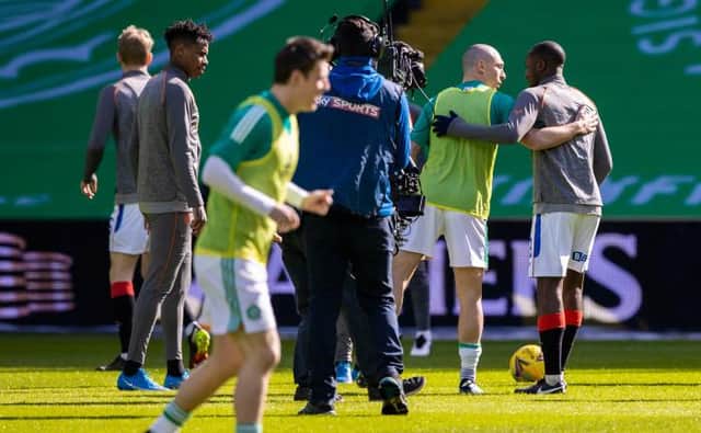 Departing Celtic captain Scott Brown has been widely praised for his show of solidarity with Rangers midfielder Glen Kamara before the last Old Firm match on March 21.  (Photo by Craig Williamson / SNS Group)