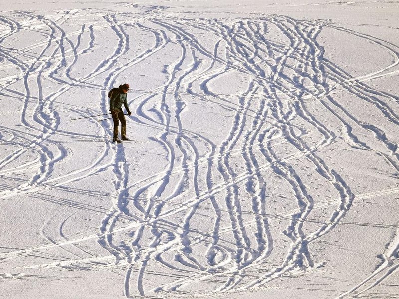 When it snows, there’s only one acceptable mode of transport - skiing. This skier was found in Tomintoul, Scotland.