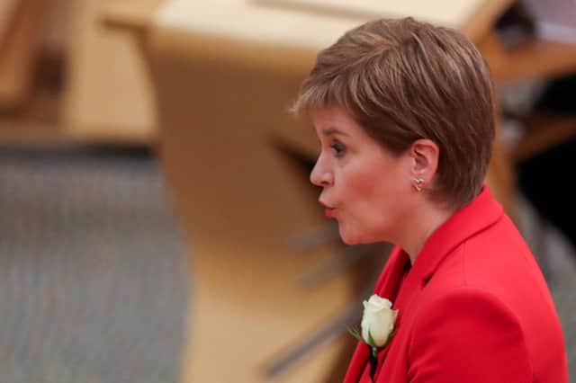Nicola Sturgeon pictured at the Scottish Parliament in Edinburgh on 13 May 2021 PIC: Russell Cheyne/Pool/AFP/via Getty Images