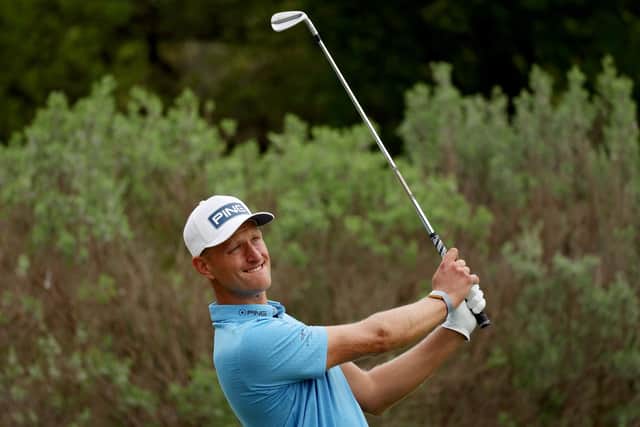 AUSTIN, TEXAS - MARCH 22: Adrian Meronk of Poland plays his shot from the 17th tee during day one of the World Golf Championships-Dell Technologies Match Play at Austin Country Club on March 22, 2023 in Austin, Texas. (Photo by Harry How/Getty Images)