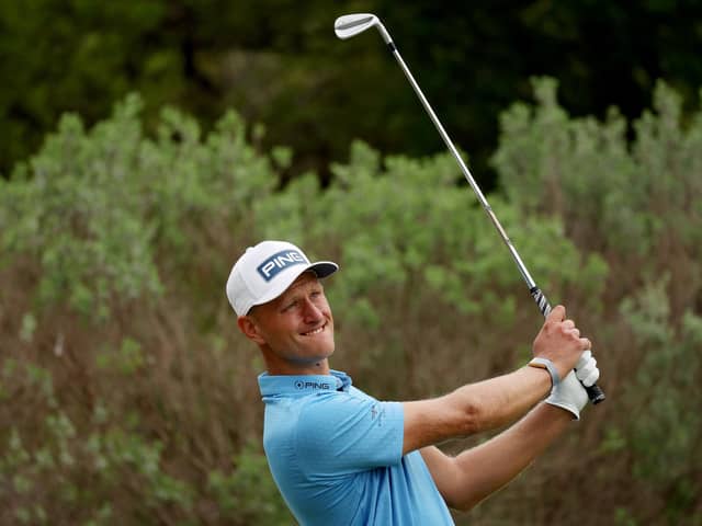 AUSTIN, TEXAS - MARCH 22: Adrian Meronk of Poland plays his shot from the 17th tee during day one of the World Golf Championships-Dell Technologies Match Play at Austin Country Club on March 22, 2023 in Austin, Texas. (Photo by Harry How/Getty Images)