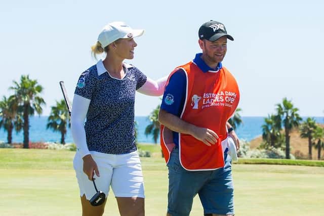 Keil Beveridge, Laura's husband, is also her coach and caddie and they work well together on the golf course as well as off it. Picture: Tristan Jones/LET.