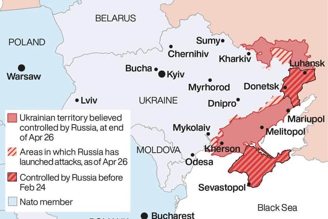 Russian invasion of Ukraine. See story POLITICS Ukraine. Infographic PA Graphics.