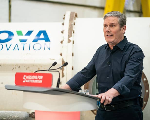 Keir Starmer, Labour leader, set out the party's plans at tidal energy company Nova Innovation in Edinburgh yesterday (Picture: Peter Summers/Getty Images)
