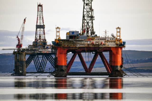 CROMARTY, SCOTLAND - JANUARY 12:  Oil rigs weighing thousands of tons are continuing to be stacked up in the Cromarty Firth on January 12, 2018 in Invergordon, Scotland. Rig platforms are being stacked up in the Cromarty Firth, awaiting orders to transport them to scrapyards, due to a lack of demand for their services following the North Sea oil downturn.  (Photo by Jeff J Mitchell/Getty Images)