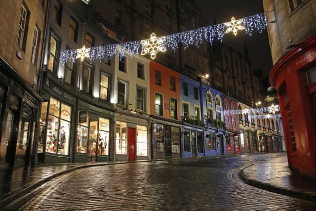 The normally thronged Victoria Street was deserted on Hogmanay after the Scottish Government and the police urged people to celebrate at home. Picture: Andrew Milligan/PA Wire