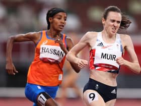 Laura Muir of Team Great Britain competes in the Women's 1500 metres final on day fourteen of the Tokyo 2020 Olympic Games at Olympic Stadium on August 06, 2021 in Tokyo, Japan. (Photo by Patrick Smith/Getty Images)