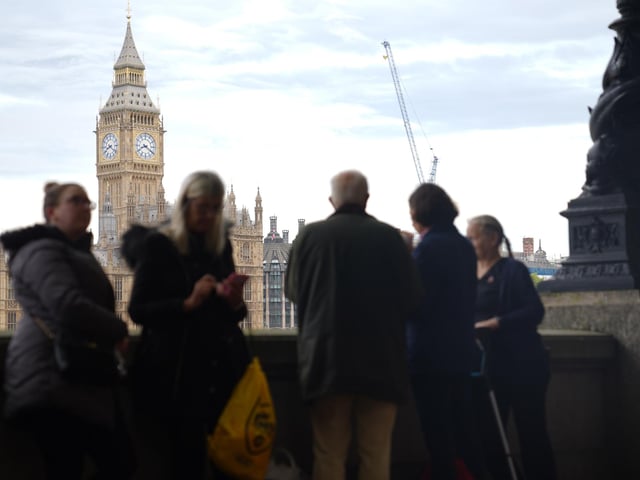 Members of the public join the queue on the South Bank near to Lambeth Bridge, as they wait to view Queen Elizabeth II lying in state ahead of her funeral on Monday. Picture date: Wednesday September 14, 2022.