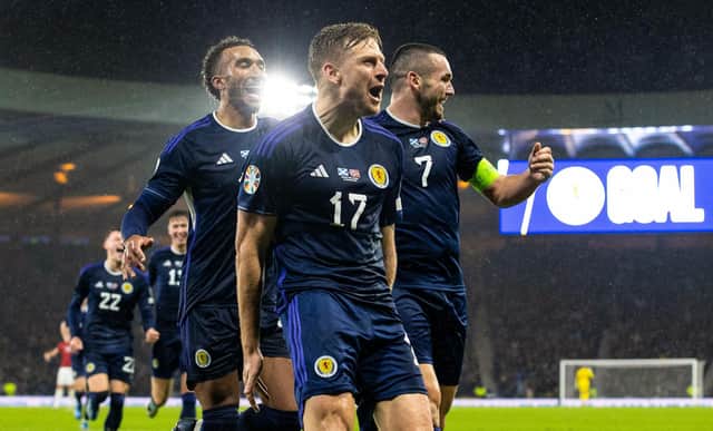 Stuart Armstrong boosted his hopes of making Scotland's Euro 2024 squad with a goal against Norway. (Photo by Alan Harvey / SNS Group)